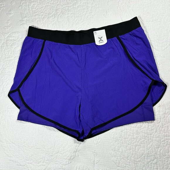 Women's Xersion Layered Purple Running Short Plus 2XL Phone Thigh Pocket - Picture 1 of 12